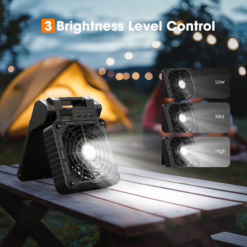 JINLICTE Solar Camping Fan with LED Lantern, 10400mAh 10W Solar Panel fan, Quiet Battery Operated Tent Fan for Picnic, Barbecue, Fishing, Travel - Image 5